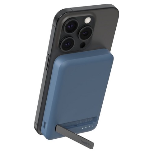 벨킨 부스트업 프로 Qi2 15W 마그네틱 무선 충전 스탠드 보조배터리 5000mAh, BPD006fqBL, 블루