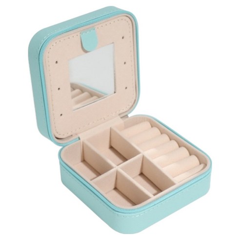세컨드베스트 미니 수납함 휴대용 악세사리 보관함 10 x 10 x 5 cm, 스카이블루미러, 1개