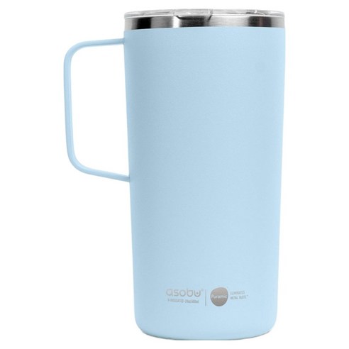아소부 스텐 진공 보온보냉 타워 머그컵, 스카이블루, 600ml, 1개