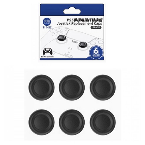 이이네 PS5 듀얼센스 아날로그 교체용 스틱커버 6p, BLACK, 1개, L1053