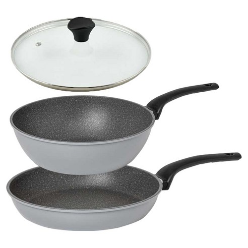 퀸센스 인터쿡 후라이팬 세트 3개, 그레이, 후라이팬 28cm + 궁중팬 28cm + 유리뚜껑 28cm, 1세트