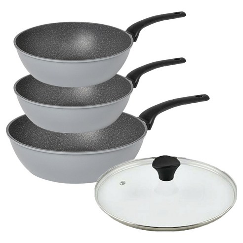 인터쿡 퀸센스 인터 후라이팬 3종 + 유리뚜껑 세트, 그레이, 1세트, 궁중팬 28cm + 궁중팬 24cm 2p + 유리뚜껑 28cm