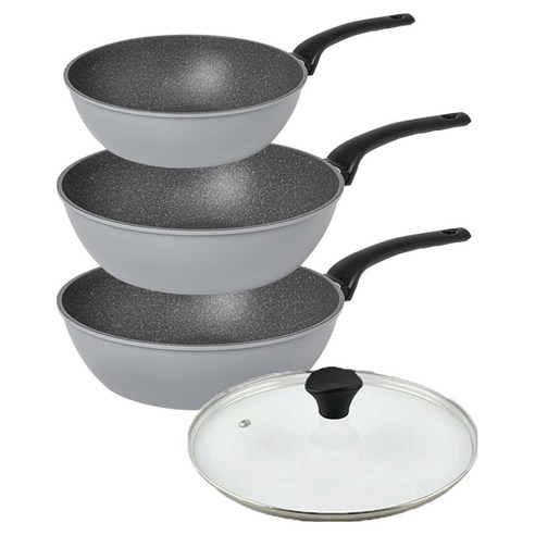 인터쿡 퀸센스 인터 후라이팬 3종 + 유리뚜껑 세트, 그레이, 1세트, 궁중팬 28cm 2p + 궁중팬 24cm + 유리뚜껑 28cm