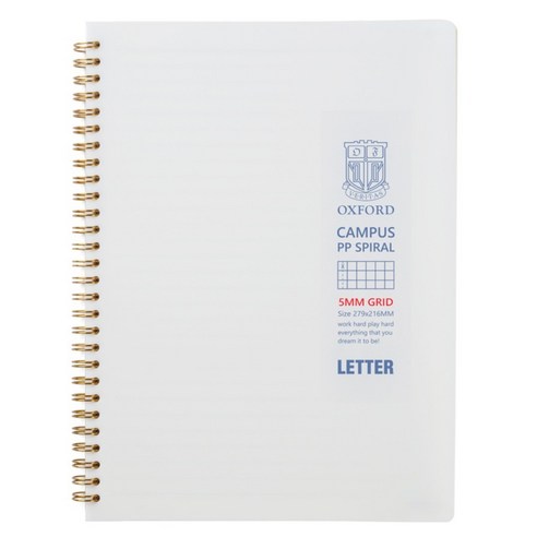 OXFORD 밀크 PP 방안 좌철 스프링노트 Letter 80p, 1개