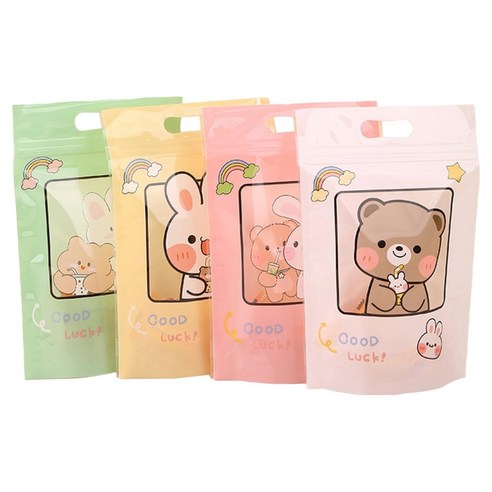 아트조이 구디백 스탠딩 지퍼백 간식봉투 4종 x 12p + 2p 랜덤발송 세트, 토끼와 곰, 1세트