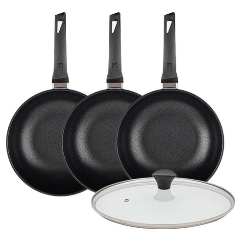 인터쿡 인덕션 후라이팬 세트 4개, 블랙, 1세트, 28cm 궁중팬 + 28cm 궁중팬 + 28cm 궁중팬 + 28cm 유리뚜껑