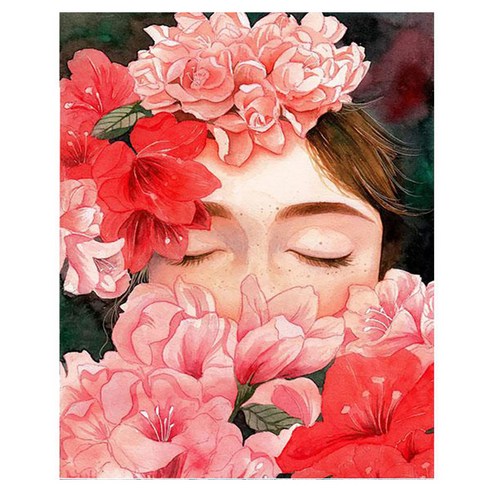 쿠미핸즈 소녀 캔버스형 보석십자수 30 x 40 cm, A, 1개