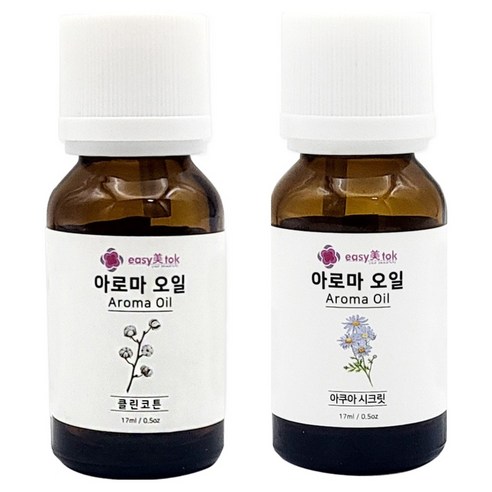 이지미톡 아로마 오일 방향제 원액 17ml 클린코튼 + 아쿠아시크릿 세트, 1세트, 클린코튼, 아쿠아시크릿