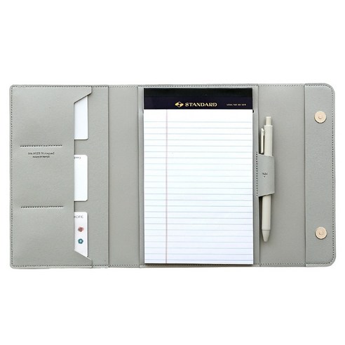 퍼니메이드 오피스 가죽 노트패드 커버 + 속지 A5 + 펜 세트, 라이트 그레이, 1세트