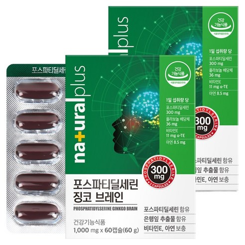내츄럴플러스 포스파티딜세린 징코 브레인 60g, 60정, 2개