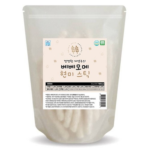 우리 아기 첫 과자, 베베모메 유기농 현미 스틱 떡뻥으로 건강하게 시작하세요! 베베모메