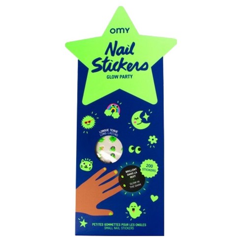 오마이 어린이 네일 스티커 글로우 파티 200p OMY-NAIL06, 1개, 혼합색상