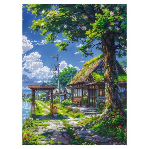 프레임키 지브리 애니배경 DIY 용품 일체 세트 30 x 40 cm, 파랑1, 1세트