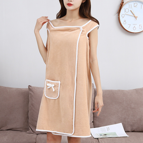 더부들 목욕 가운 호텔 샤워 가운 80 x 135 cm, 카키색, 1개