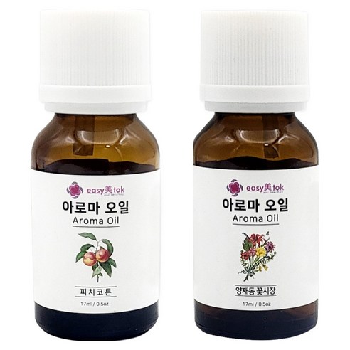 이지미톡 아로마 오일 방향제 원액 2종 x 17ml 세트, 1개, 피치코튼, 양재동꽃시장