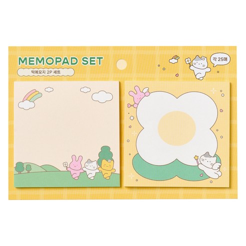 모던하우스 버터샵 밀크캣 스크래빗 버터군 메모지 2종 x 25p 세트, 꽃놀이, 1개입, 1세트