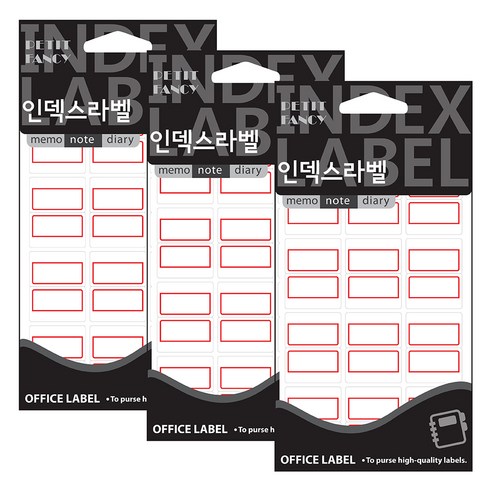 쁘띠팬시 인덱스 라벨 견출지 20-104R, 빨간색, 3개, 18개입