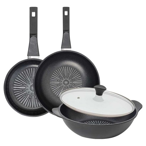 인터쿡 클래식 후라이팬 세트 4개, 블랙, 1세트, 20cm 후라이팬 + 28cm 궁중팬 + 28cm 파티웍 + 유리뚜껑