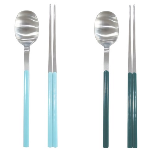 보겐 샤르망 샤틴 수저 2인 세트, 소프트블루, 올리브, 1세트, 숟가락 2p + 젓가락 2p