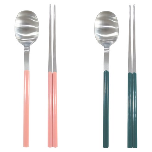 보겐 샤르망 샤틴 수저 2인 세트, 소프트핑크, 올리브, 1세트, 숟가락 2p + 젓가락 2p