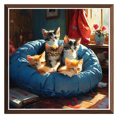 스모글 고양이 보석 십자수 세트 30 x 30 cm, 방석, 1세트