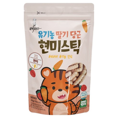 배마마 유기농 쌀과자 현미 스틱, 1개, 20g, 딸기 당근