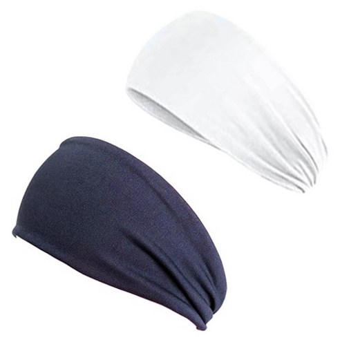 FOBIELLA 러닝 스포츠 헤어밴드 2종 세트, 화이트, 네이비, 1세트