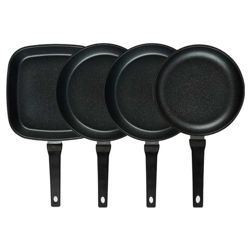 퀸센스 디너 후라이팬 세트 4개, 브라운, 1세트, 사각팬 27cm + 후라이팬 28cm 2p + 후라이팬 24cm