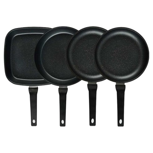 퀸센스 디너 후라이팬 세트 4개, 브라운, 1세트, 사각팬 27cm + 후라이팬 28cm + 후라이팬 24cm 2p