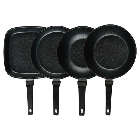 퀸센스 디너 후라이팬 세트 4개, 브라운, 1세트, 사각팬 27cm + 후라이팬 28cm + 궁중팬 24cm + 궁중팬 28cm
