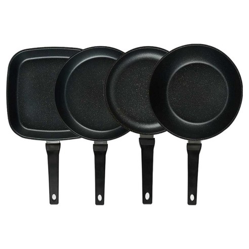 퀸센스 디너 후라이팬 세트 4개, 브라운, 1세트, 사각팬 27cm + 후라이팬 28cm + 후라이팬 24cm + 궁중팬 28cm