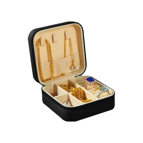 솔솔담다 예쁜 다용도 여행용 미니 악세사리 보관함 10 x 10 x 5 cm, 사각 블랙, 1개