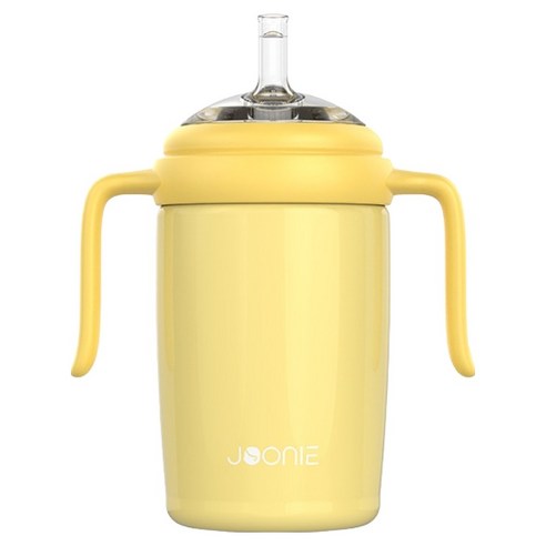 주니 스테인레스 빨대컵, 옐로우, 1개, 240ml