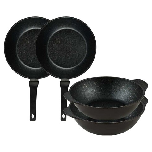 퀸센스 디너 후라이팬 4종 세트 4개, 브라운, 1개, 궁중팬 28cm(2p)+파티웍 28cm(2p)