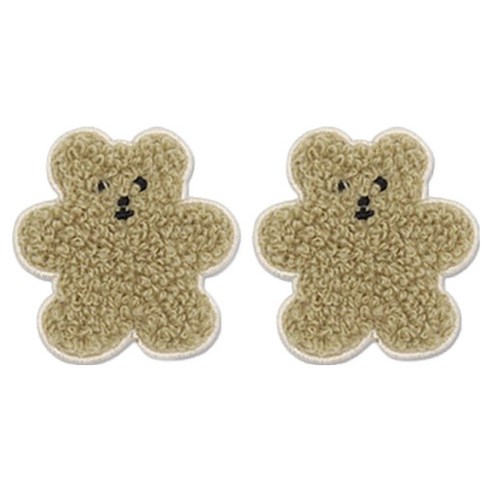 동대문단추왕 열접착식 자수 동물 보슬이젤리곰 와펜 패치, 카키, 2개