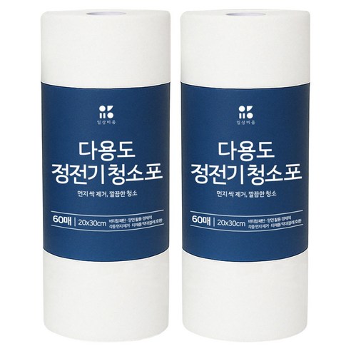 일상비움 다용도 정전기 청소포 60p, 2개