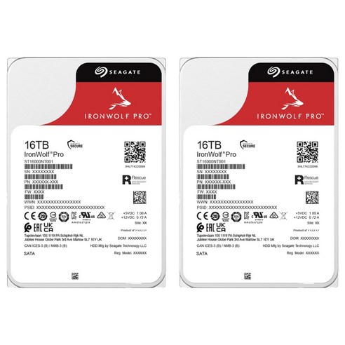 씨게이트 IronWolf PRO NAS용 HDD 2p, ST16000NT001, 16TB