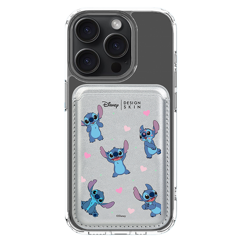 DESIGNSKIN 맥세이프 레더 포켓 디즈니, 실버 패턴 스티치, 1개