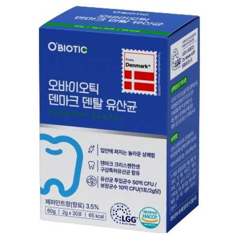 오바이오틱 덴마크 덴탈 유산균 30p, 60g, 1개