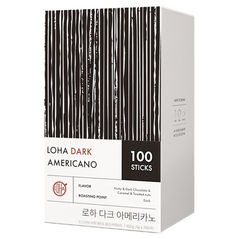 LOHA 다크 아메리카노 원두스틱커피, 100개입, 1g, 1개