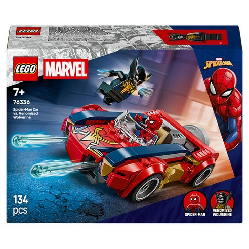 레고 슈퍼히어로 Marvel 76336 스파이더맨 자동차 대 베놈화된 울버린, 혼합색상, 1개