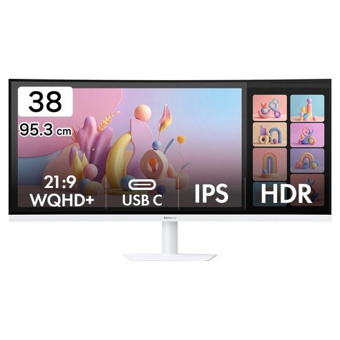 알파스캔 WQHD+ 울트라와이드 IPS USB C 높낮이 HDR 모니터 화이트, 95.3cm, 3824QW