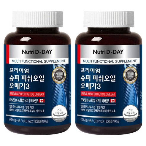 뉴트리디데이 프리미엄 슈퍼 피쉬오일 오메가3, 180정, 2개