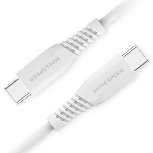 무브스피드 60W USB-C타입-C타입 충전 케이블 T04, 화이트, 1개, 120cm