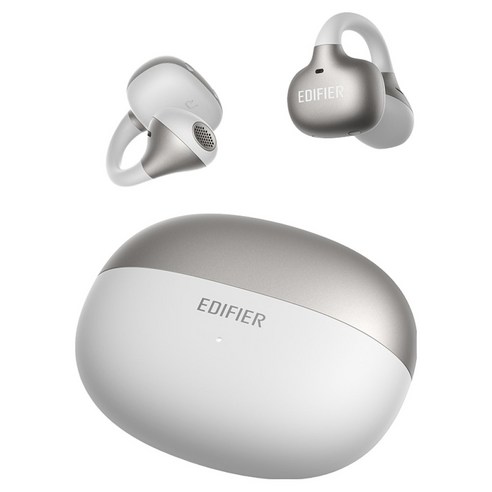 에디파이어 Comfo Bass 블루투스 6.1 AI 음성번역 오픈형 이어폰, SILVER, EDF200254
