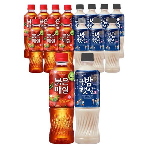 웅진 꿀밤햇살 + 붉은매실 세트, 500ml, 16개