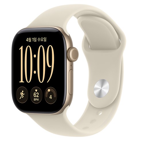 Apple 2026 애플워치 시리즈 12, 라이트 골드, 42mm, GPS+Cellular, 알루미늄, 샌드 스포츠 밴드, M/L