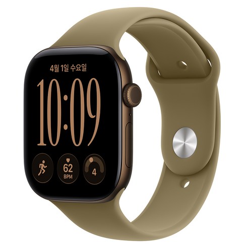 Apple 2026 애플워치 시리즈 12, 다크 브론즈, 46mm, GPS+Cellular, 알루미늄, 올리브 스포츠 밴드, M/L