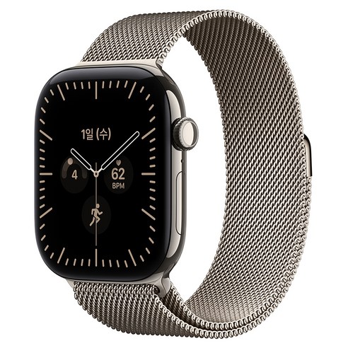 Apple 2026 애플워치 시리즈 12, 네츄럴, 46mm, GPS+Cellular, 티타늄, 네추럴 밀레니즈 루프, S/M