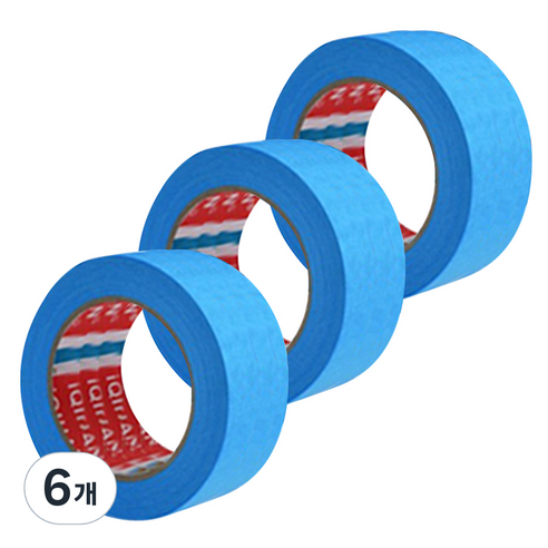 다다 칼라 마스킹 종이테이프 30mm x 15m, 블루, 6개